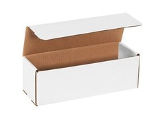 Pack of 100 Folding Shipping Box 12x4x4 White Cardboard Strong Corrugated Mailer