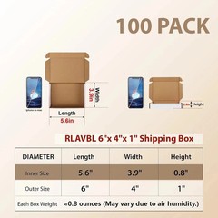 6x4x1 Shipping Boxes Set of 100, White Small Corrugated Cardboard Box, Mailer…