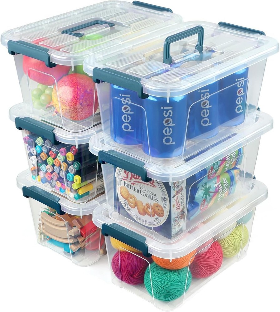 NUMIFUN Plastic Storage Bins with Lids 6 Pack, 7 Quart Storage Containers wit…