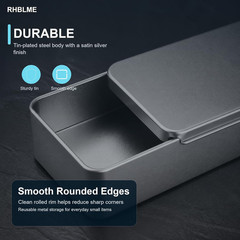 RHBLME 12 Pack Rectangular Tin Boxes with Lids, 4.9 X 3.6 X 1.8 Inch Empty Metal