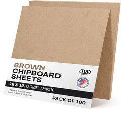IDL Packaging Chipboard Sheets 12×12 Pack of 100 Kraft 0.022 Thick USA Made