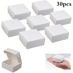 30 Pack Small Kraft Paper Gift Boxes 2.16×2.16×0.98 in Gift Boxes w/ Lid, White