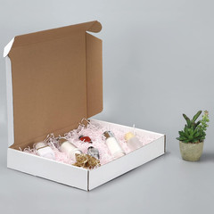 13X10X2 Inches Shipping Boxes Set of 25, White Corrugated Cardboard