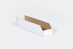 6 x 24 x 4 1/2″ Open Top Bin Corrugated Box White 50 Pack