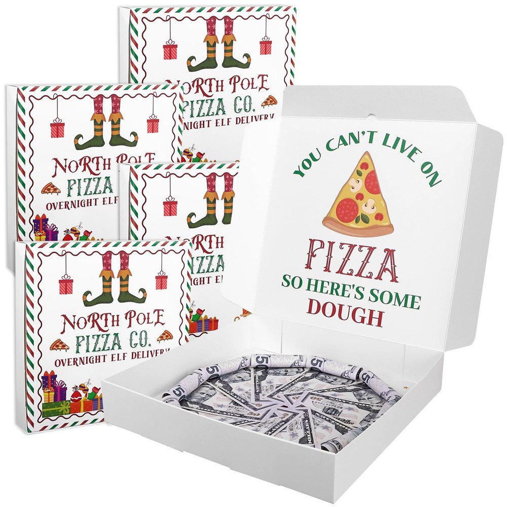 5 PCS 10×10 Inch Christmas Money Box Cash Pizza Gift Shaped Surprise Holder