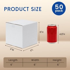 6x6x6 Corrugated Shipping Boxes 50 Pack White Cardboard Cube Boxes