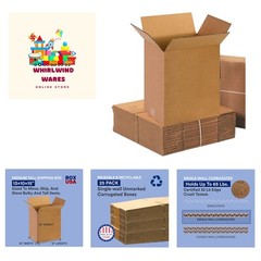 13 x 10 x 15 Corrugated Cardboard Boxes, Medium 13″L x 10″W x 15″H, Pack of 2…