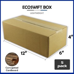 5 12x6x4 “EcoSwift” Brand Cardboard Box Packing Mailing Shipping Corrugated