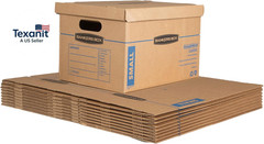 Small Classic Moving Box 10 Pack, Reinforced Handles, Tape-Free Assembly, Box wi