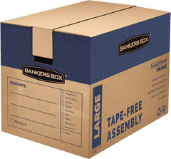 Large Prime Moving Box 6 Pack, Reinforced Handles, Tape-Free Assembly, Attached