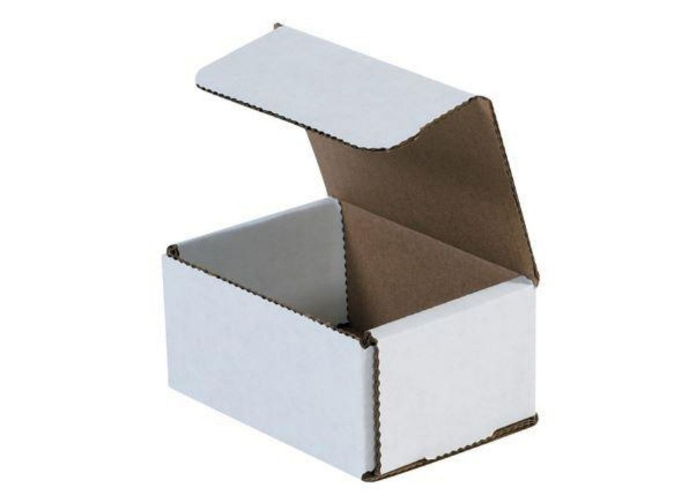 Pack of 25 Strong Corrugated Mailers 4x3x2 White Small Folding Mailing Box Light
