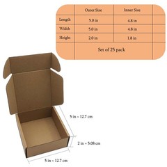 5x5x2 inches Shipping Boxes Set of 25, Brown Corrugated Mailing Cardboard Box…