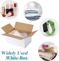 Shipping Boxes 6x6x6/10x7x5 Set Of 6, White Corrugated Cardboard Box For Mailing