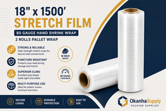 18″ x 1500′ 80 Gauge Stretch Film Hand Pallet Wrap Shrink Wrap 1 2 4 Rolls