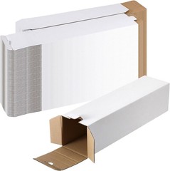 50 Pcs Mailing Tube 3 x 3 x 12 Inches Corrugated Cardboard Box Square White