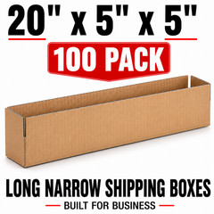100 Pack 20x5x5 Corrugated Shipping Boxes Kraft Cardboard Mailer Packing Boxes