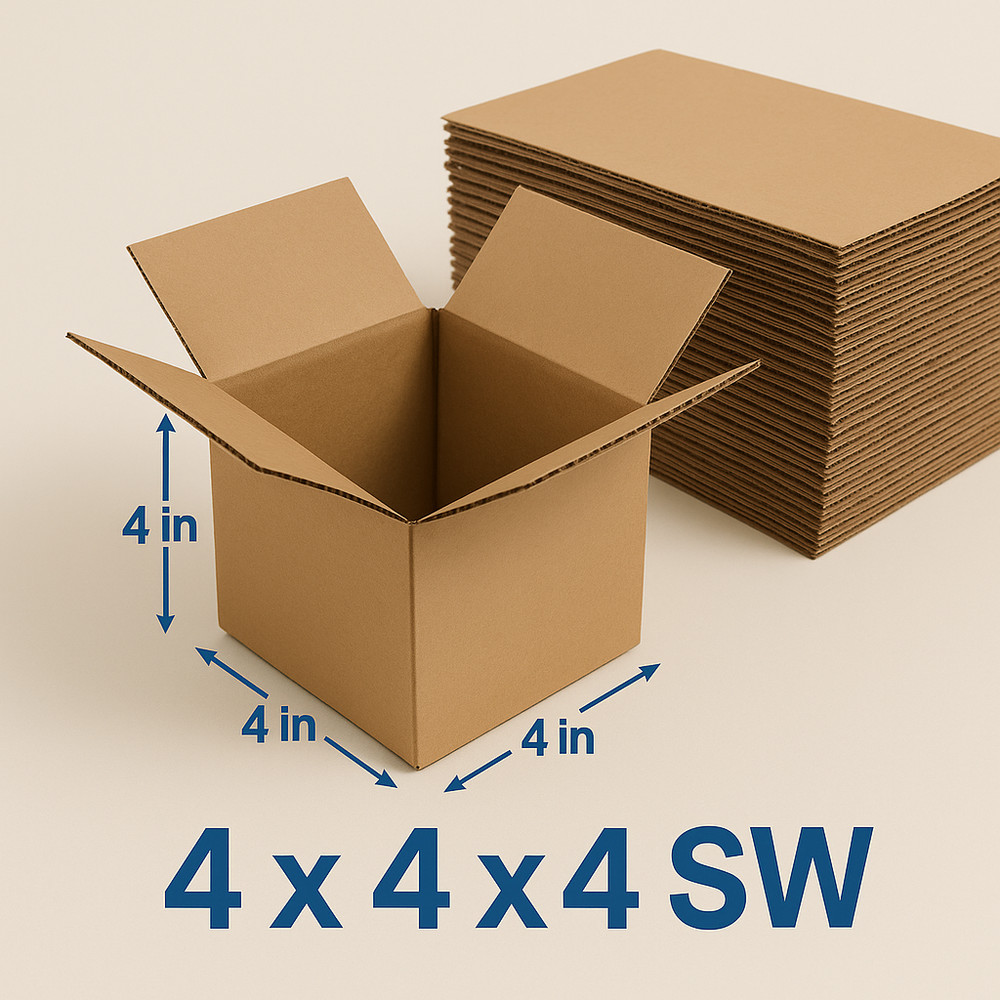 25 Pack 4x4x4 Shipping Boxes | Corrugated Cardboard Mailing Packing Cartons