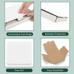 50 PCS 5 5/8″L× 5″W ×7/16″H CD Mailer Box, White CD Shipping Boxes, Corrugated C