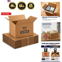 Moving Boxes Medium Holds 65lbs, 18″L x 14″W x 12″H 10-Pack | Corrugated Card…