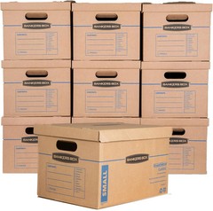 Small Classic Moving Box 10 Pack, Reinforced Handles, Tape-Free Assembly, Box wi