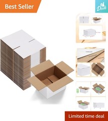 Set of 40 White Shipping Boxes – 8x6x4 Corrugated Cardboard Packing Solution