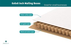 Jiazalpak White 6x6x6 inches Shipping Boxes, Corrugated Cardboard 6×6 Box for Sm