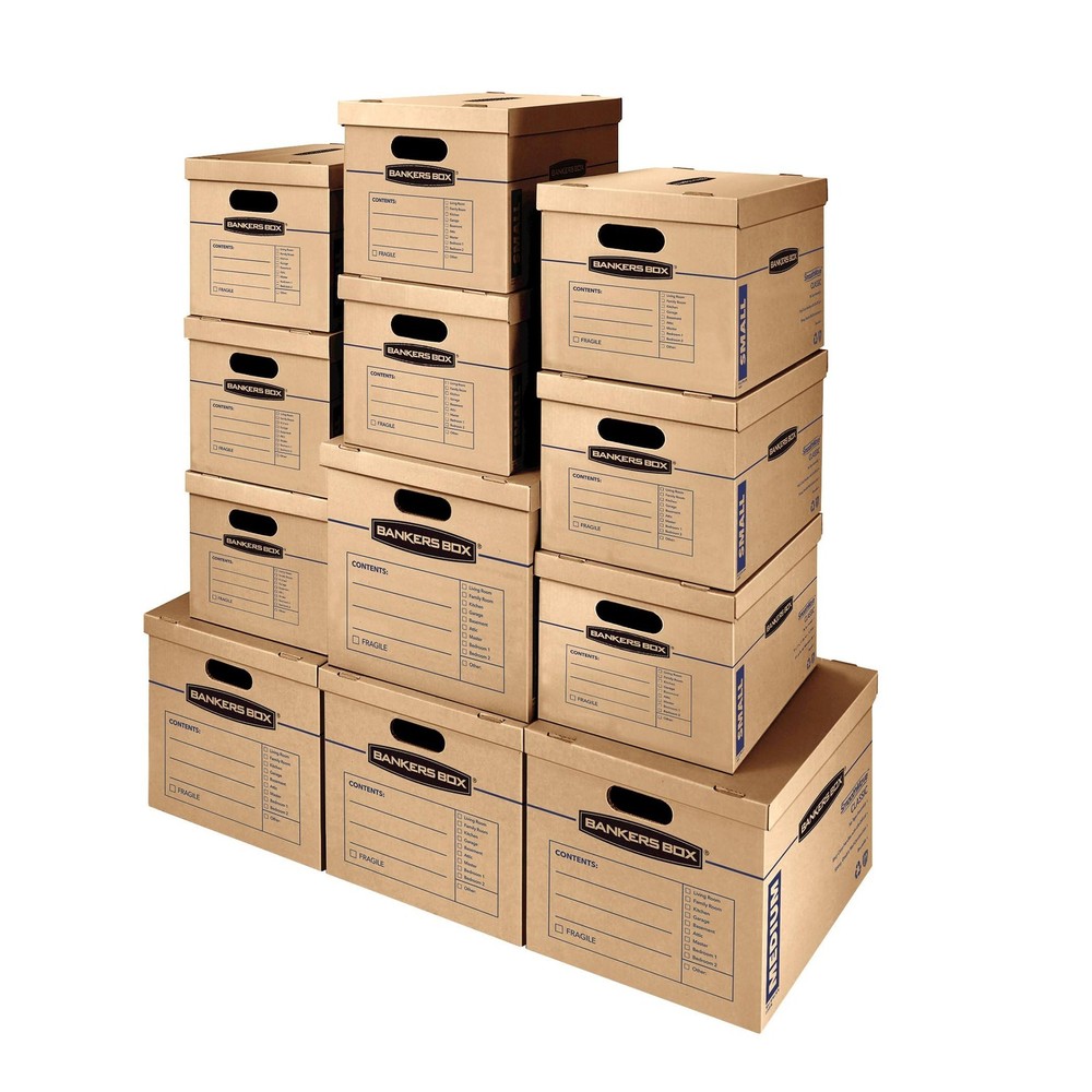 Classic Moving Box 10 Pack Kit,Handles, Box with Lid, 8 Small and 2 Medium Boxes