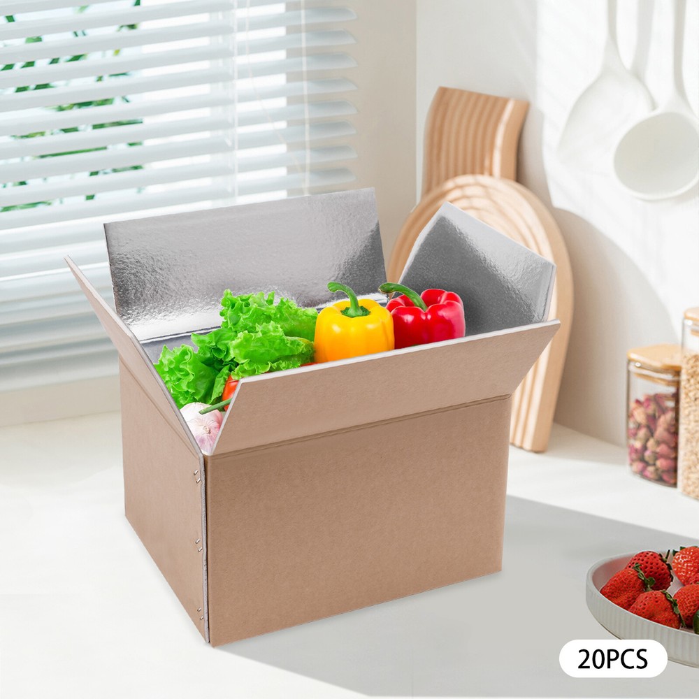 20-Pack Kraft Insulated Shipping Boxes 12 × 10 × 8 in Collapsible 200kg Load