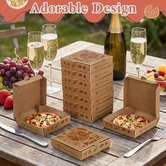 50 Pcs Mini Pizza 3.5 x 3.5 x 0.8 Inch Kraft Small Pizza Boxes Cookie Mini Pi…