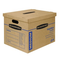 Bankers Box Medium Classic Moving Box 10 Pack, Reinforced Handles, Tape-Free