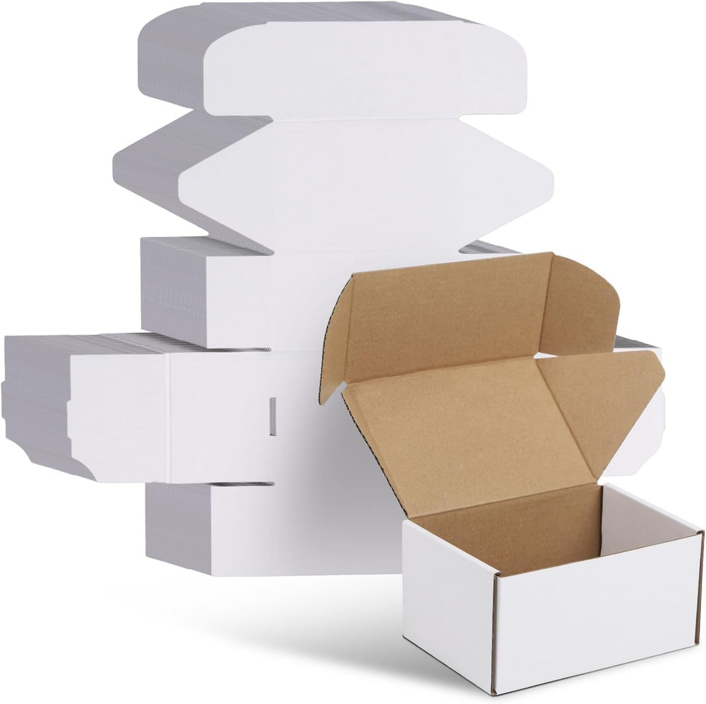 6X4X3 Shipping Boxes Set of 30, 6X4X3 White Corrugated Cardboard Box