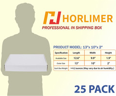 13X10X2 Inches Shipping Boxes Set of 25, White Corrugated Cardboard Box Literatu