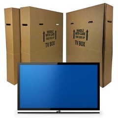TV Moving Box Adjustable Shipping Box W/ 2 Double Wall Corrugated Sleeves Sturdy