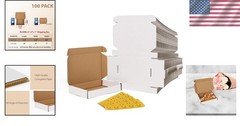 Set of 100 White Corrugated Shipping Boxes 6x4x1 – Lightweight & Sturdy