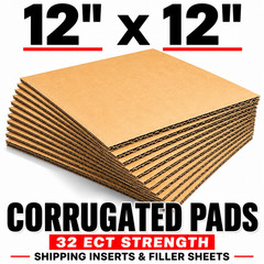 12×12 Corrugated Cardboard Pads 32 ECT Shipping Inserts Filler Sheets