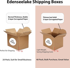 Edenseelake 40 Pack 8X6X4 Inches Shipping Boxes Small Cardboard Boxes for Packi