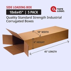 Large Shipping Boxes 18x6x45 Kraft Corrugated Pack 5 for Moving Shipping Storage