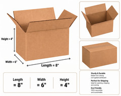 100 – 8 x 6 x 4 Corrugated Shipping Boxes – 100 Boxes