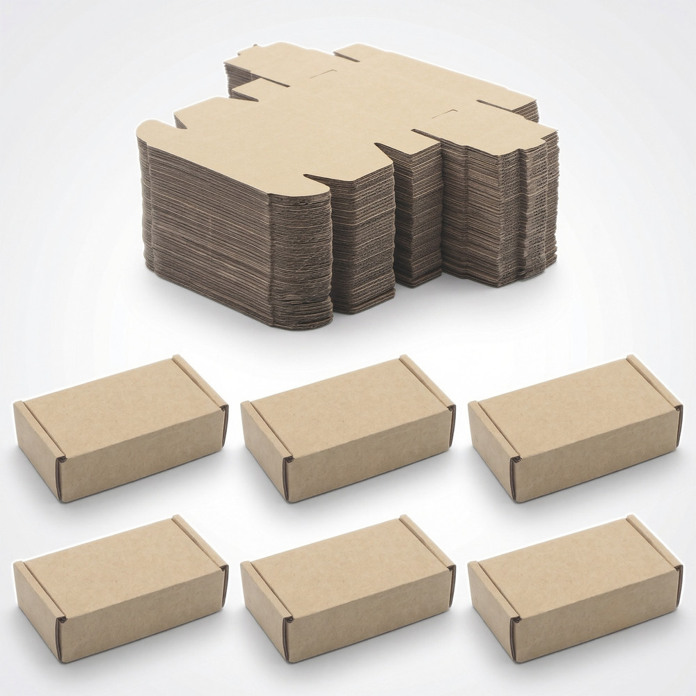 50 Pack Kraft Paper Boxes Foldable Rectangular Shipping Storage 3.62×1.98