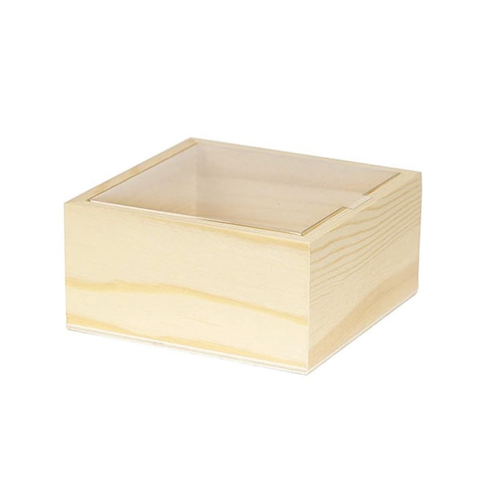 4.72×4.72×2.36 Inch Wooden Square Storage Box PapayaWhip Unfinished Gi