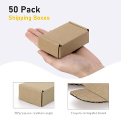 50 Pack Kraft Paper Boxes Foldable Rectangular Shipping Storage 3.62×1.98