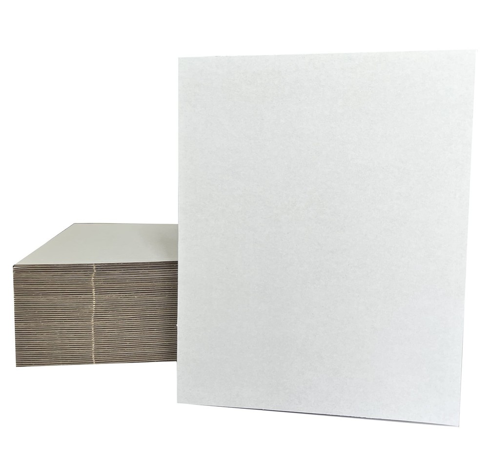 50 Packs 6×9 inches Cardboard Sheets, Premium White Corrugated Cardboard Back…