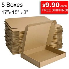 Multiuse Cardboard Box 17 x 15 x 3″ Laptop, Literature Mailers, 5 Per Bundle