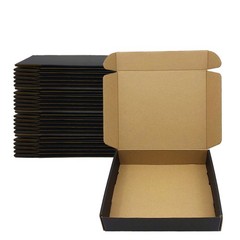 24 Pack 13x10x2 Inches Black Shipping Boxes，3 Layers Corrugated Cardboard Box…