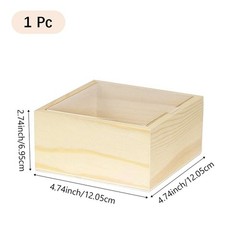 4.72×4.72×2.36 Inch Wooden Square Storage Box PapayaWhip Unfinished Gi
