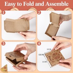 50 Pcs Mini Pizza 3.5 x 3.5 x 0.8 Inch Kraft Small Pizza Boxes Cookie Mini Pi…