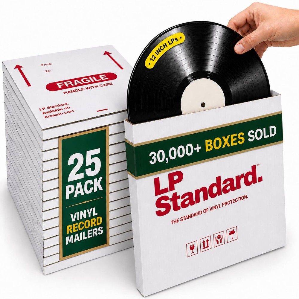 LP Standard Heavy Duty Vinyl Record Shiping Boxes, 25 Pack LP Mailers