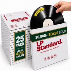 LP Standard Heavy Duty Vinyl Record Shiping Boxes, 25 Pack LP Mailers