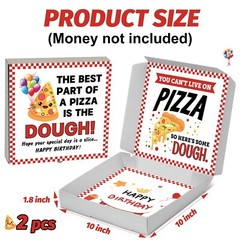 2 Pcs Money Box for Cash Birthday Money Pizza Box Gift 10 x 10 Inch Fun Pizza…