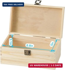 3 Pieces Wooden box 11.6X7.8X6-10.5X6.6X5.2-9.2X5.5X4.3 Inch with Hinged Lids an